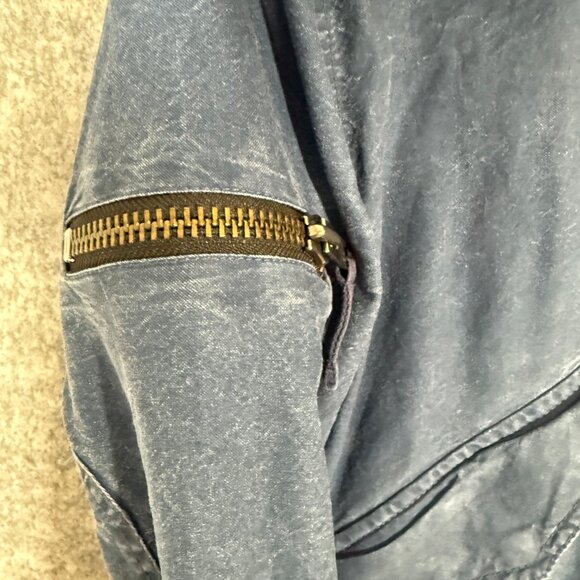 SAM. New York Cotton Faded Denim Utility Parka Blue Hooded Fall M - Picture 6 of 11